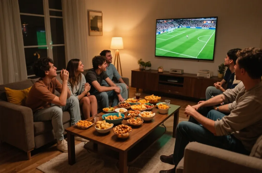 朋友聚会观看足球比赛