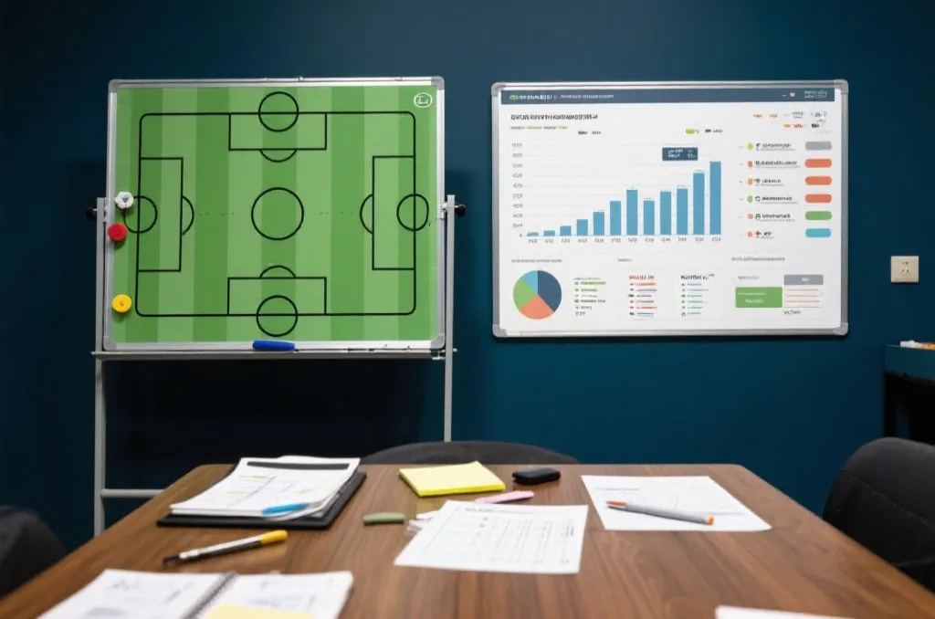 战术板与比赛数据并列呈现，象征理性分析世界杯热门球队